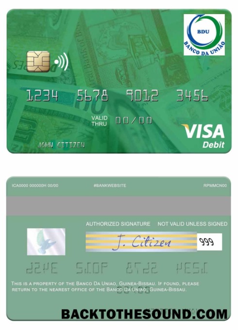 Λήψη Guine Bissau Banco Da Uniao Βίζα Χρέωση Κάρτα Δείγμα πρότυπο