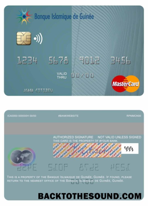 Λήψη Γουινέα Banque Islmaique de Guinée Mastercard Δείγμα σχεδιασμό