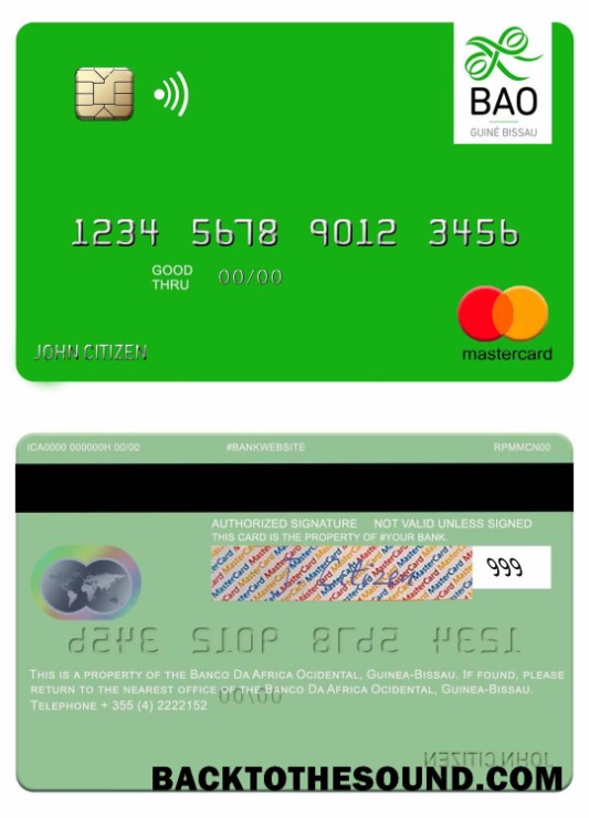 Λήψη Γουινέα Bissau Banco Da Africa Ocidental Mastercard Δείγμα δείγμα