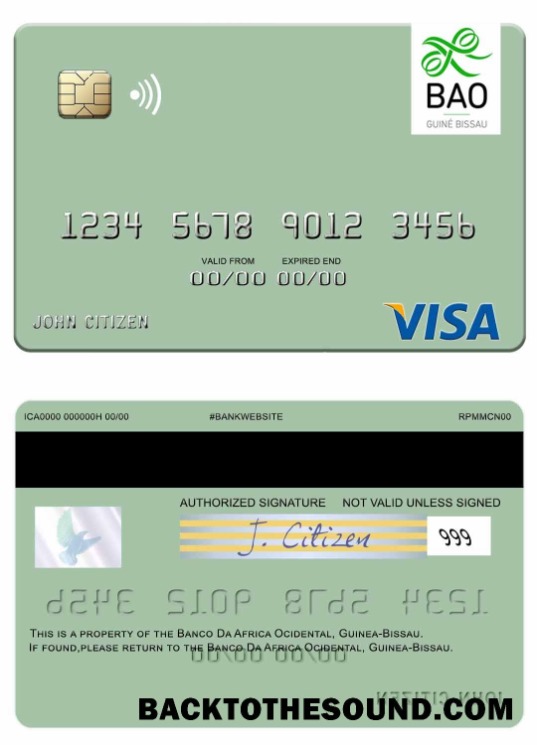 Λήψη Γουινέα Bissau Banco Da Africa Ocidental Βίζα Χρέωση Κάρτα Δείγμα σχεδιασμό