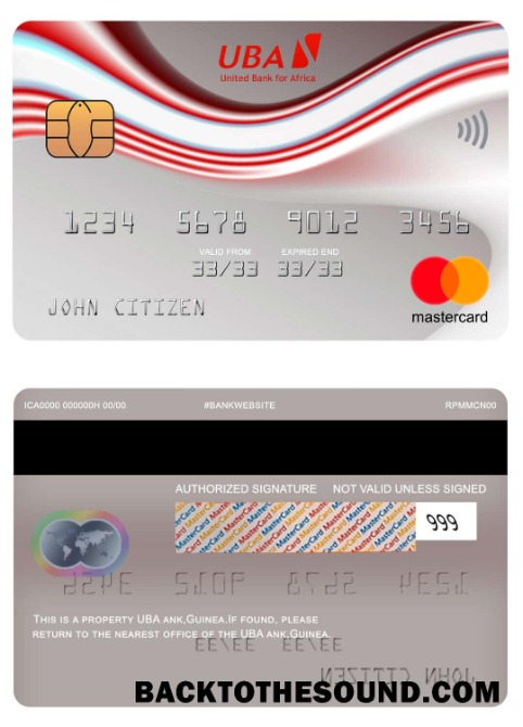 Λήψη Γουινέα UBA Τράπεζα Mastercard Δείγμα δείγμα