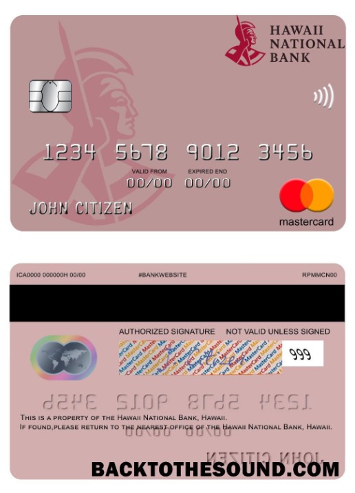 Λήψη Hawaii Hawaii εθνικός Τράπεζα Mastercard Δείγμα προεπισκόπηση