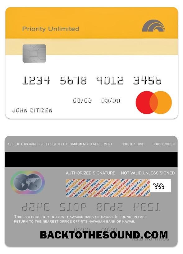 Λήψη Hawaii Priority Unlimite Cash Πίσω Πίστωση Mastercard Δείγμα σχεδιασμό