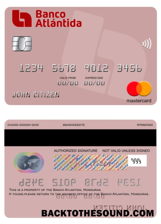 Λήψη Ονδούρα Banco Atlantida Mastercard Δείγμα προσχέδιο