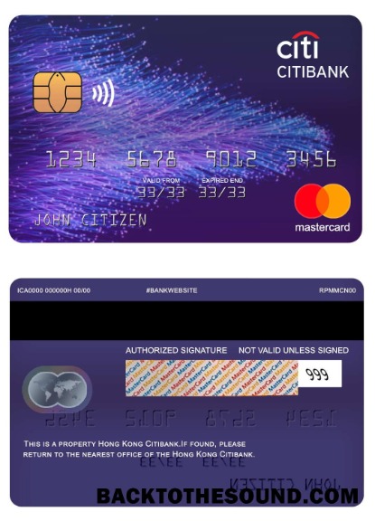 Λήψη Χονγκ Κονγκ Citibank Τράπεζα Mastercard Δείγμα προσχέδιο