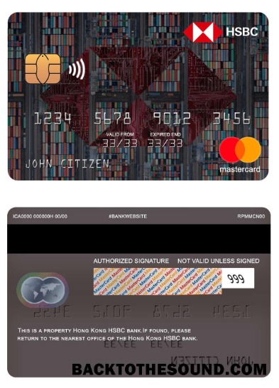 Λήψη Χονγκ Κονγκ HSBC Τράπεζα Mastercard Δείγμα προεπισκόπηση