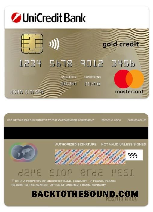 Λήψη Ουγγαρία UniCredit Τράπεζα gold Πίστωση Mastercard Δείγμα σχεδιασμό