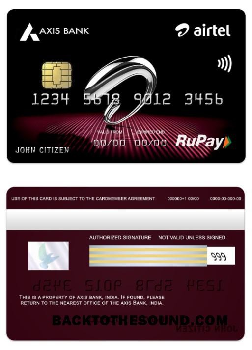 Λήψη Ινδία Axis Τράπεζα Airtel RuPay Πίστωση Κάρτα Δείγμα δείγμα
