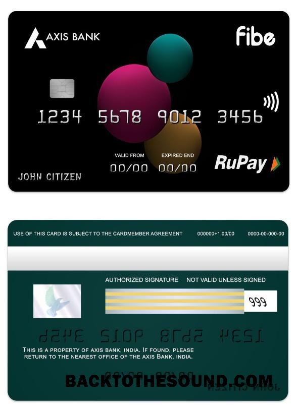 Λήψη Ινδία Axis Τράπεζα Fibe RuPay Πίστωση Κάρτα Δείγμα προσχέδιο
