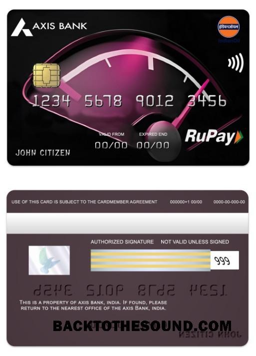 Λήψη Ινδία Axis Τράπεζα IOCL RuPay Πίστωση Κάρτα Δείγμα πρότυπο