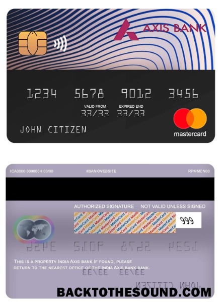 Λήψη Ινδία Axis Τράπεζα Mastercard Δείγμα πρότυπο