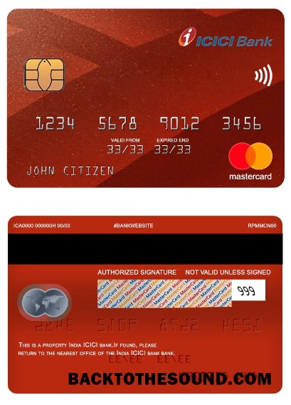 Λήψη Ινδία ICICI Τράπεζα Mastercard Δείγμα προεπισκόπηση