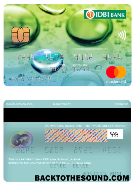 Λήψη Ινδία IDBI Τράπεζα Mastercard Οθόνη Δείγμα πρότυπο
