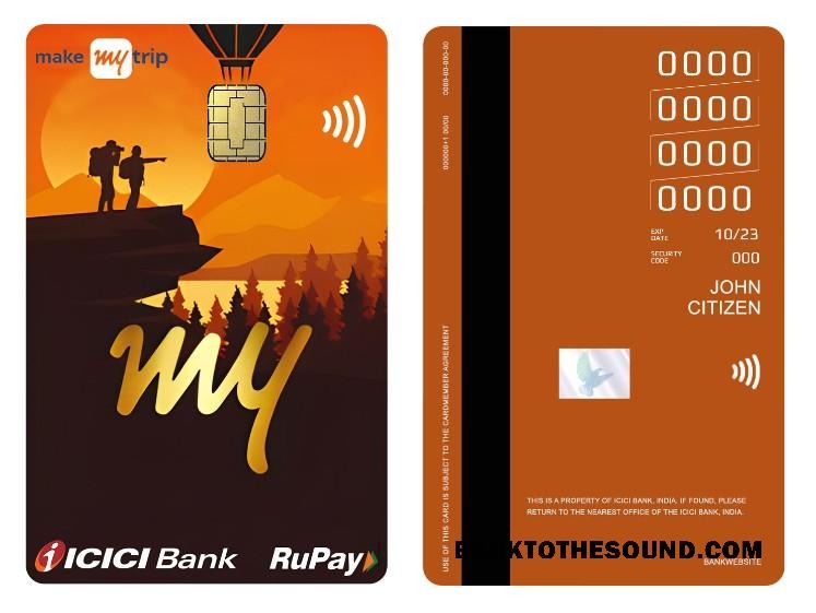 Λήψη Ινδία Icici Τράπεζα RuPay MakeMyTrip vertical Πίστωση Κάρτα Δείγμα δείγμα