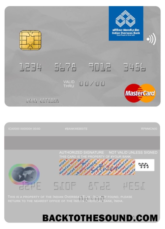 Λήψη Ινδία Indian Overseas Τράπεζα Mastercard Δείγμα προσχέδιο