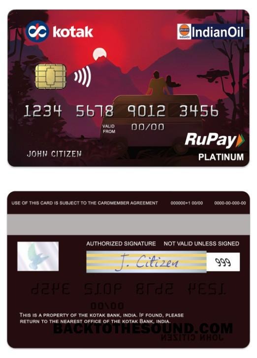Λήψη Ινδία Kotak Τράπεζα RuPay platinum Πίστωση Κάρτα Δείγμα σχεδιασμό