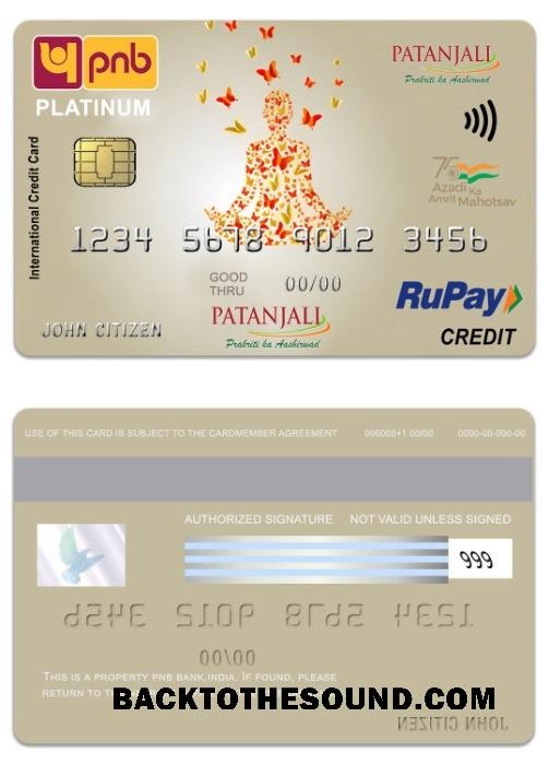 Λήψη Ινδία PNB Τράπεζα Patanjali RuPay platinum Πίστωση Κάρτα Δείγμα προεπισκόπηση