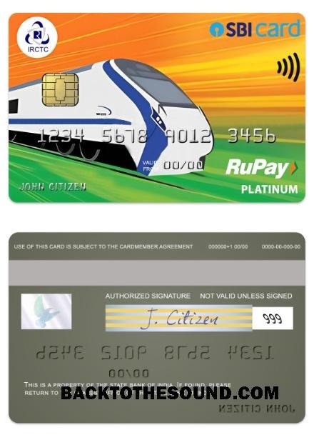 Λήψη Ινδία State Τράπεζα of Ινδία IRCTC SBI RuPay platinum Κάρτα Δείγμα πρότυπο