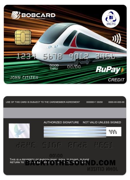 Λήψη Ινδία The Baroda Τράπεζα Bobcard IRCTC RuPay Πίστωση Κάρτα Δείγμα πρότυπο