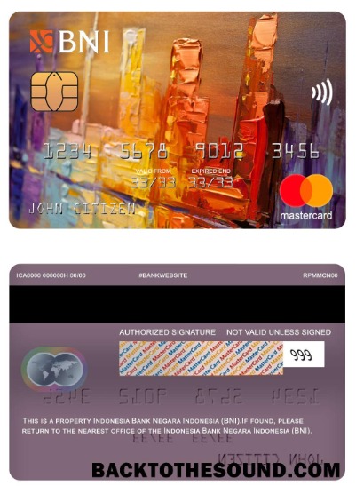 Λήψη Ινδονησία Τράπεζα Negara Ινδονησία (BNI) Mastercard Δείγμα προσχέδιο