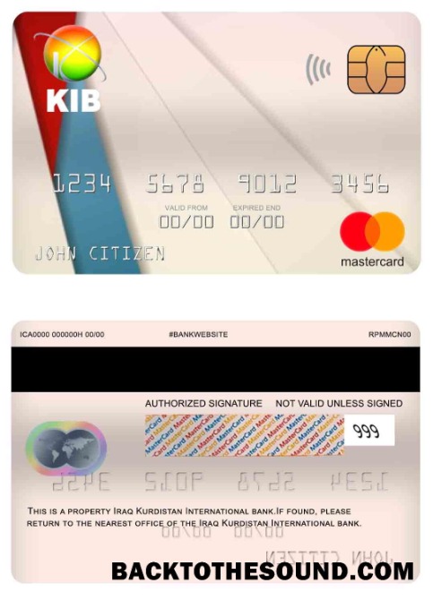 Λήψη Ιράκ Kurdistan διεθνής Τράπεζα Mastercard Δείγμα πρότυπο