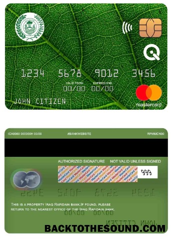 Λήψη Ιράκ Rafidain Τράπεζα Mastercard Δείγμα πρότυπο