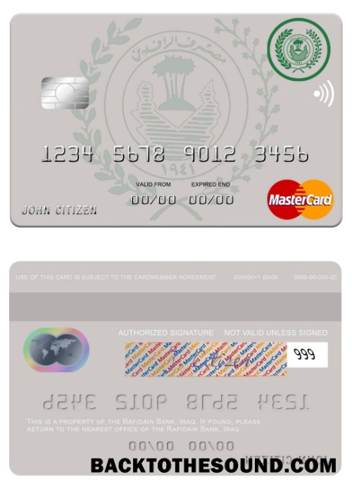 Λήψη Ιράκ Rafidian Τράπεζα Mastercard Δείγμα σχεδιασμό