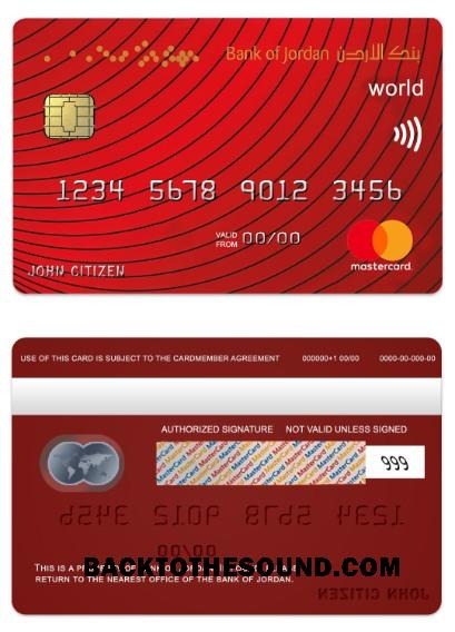 Λήψη Ιορδανία Τράπεζα of Ιορδανία world Mastercard Δείγμα προσχέδιο