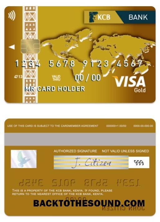 Λήψη Κένυα KCB Τράπεζα Βίζα gold Κάρτα Δείγμα πρότυπο