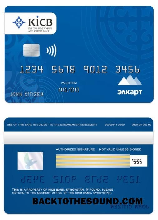 Λήψη Kyrgystan KICB Τράπεζα Elcard Κάρτα Δείγμα προσχέδιο