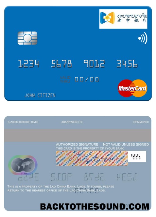 Λήψη Λάος Lao Κίνα Τράπεζα Mastercard Δείγμα δείγμα