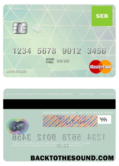 Λήψη Λετονία SEB Τράπεζα Mastercard Δείγμα δείγμα