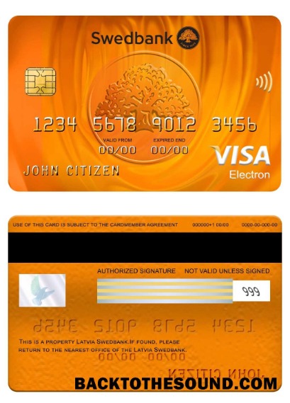 Λήψη Λετονία Swedbank Βίζα electron Κάρτα Δείγμα προεπισκόπηση