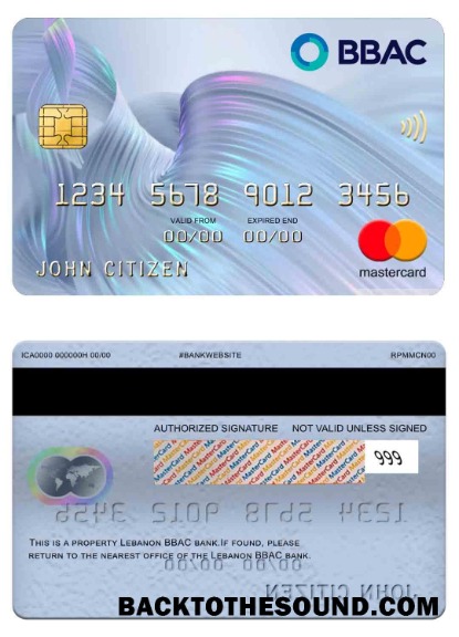 Λήψη Λίβανος BBAC Τράπεζα Mastercard Δείγμα σχεδιασμό