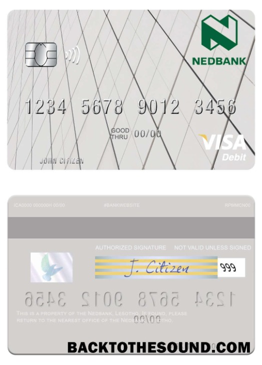 Λήψη Λεσότο Nedbank Βίζα Χρέωση Κάρτα Δείγμα πρότυπο