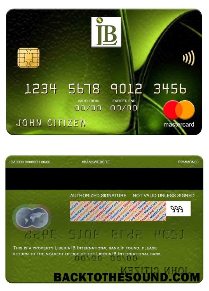 Λήψη Λιβερία IB διεθνής Τράπεζα Mastercard Δείγμα πρότυπο