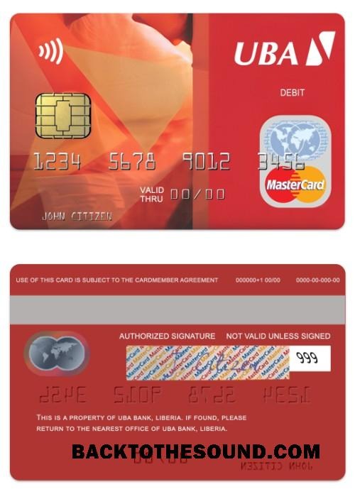 Λήψη Λιβερία UBA Τράπεζα Χρέωση Mastercard Δείγμα προσχέδιο
