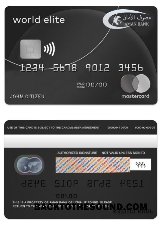 Λήψη Λιβύη Aman Τράπεζα Mastercard world elite Κάρτα Δείγμα προσχέδιο