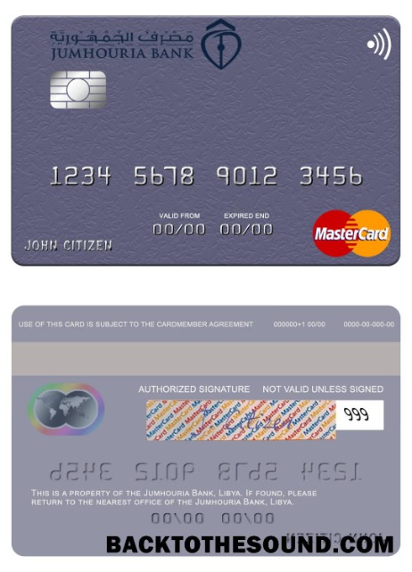 Λήψη Λιβύη Jumhouria Τράπεζα Mastercard Δείγμα πρότυπο