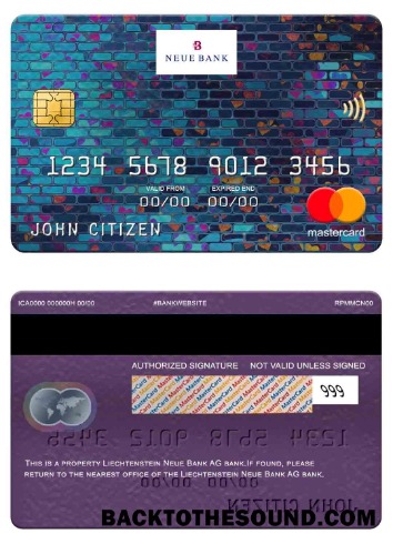 Λήψη Λιχτενστάιν Neue Τράπεζα AG Τράπεζα Mastercard Δείγμα δείγμα