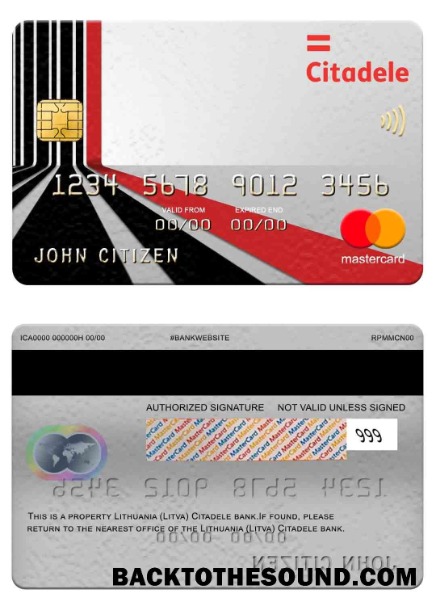 Λήψη Λιθουανία (Litva) Citadele Τράπεζα Mastercard Δείγμα πρότυπο