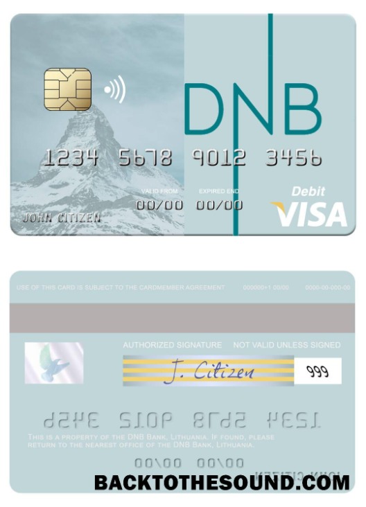 Λήψη Λιθουανία DNB Τράπεζα Βίζα Χρέωση Κάρτα Δείγμα προσχέδιο