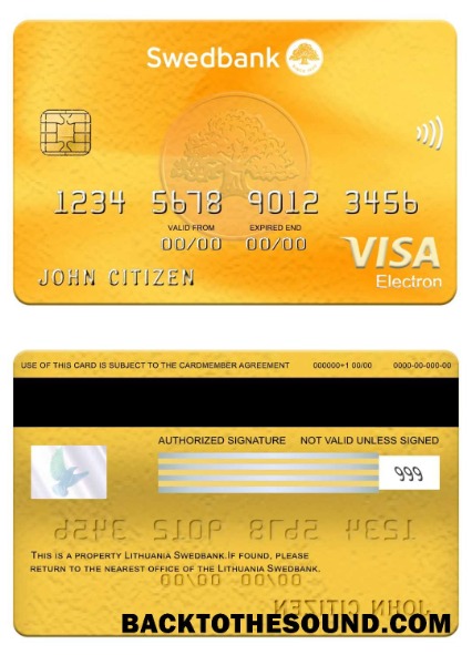 Λήψη Λιθουανία Swedbank Βίζα electron Κάρτα Δείγμα προεπισκόπηση