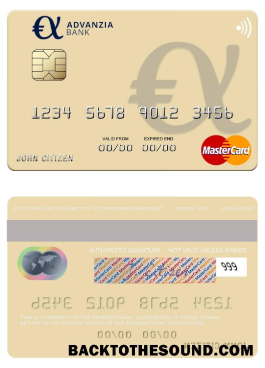Λήψη Λουξεμβούργο Advanzia Τράπεζα Mastercard Δείγμα πρότυπο