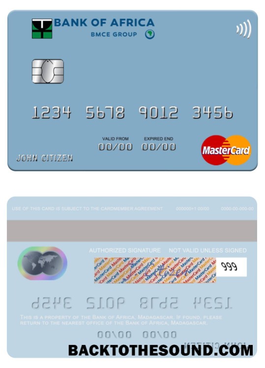 Λήψη Μαδαγασκάρη Τράπεζα of Africa Mastercard Δείγμα πρότυπο