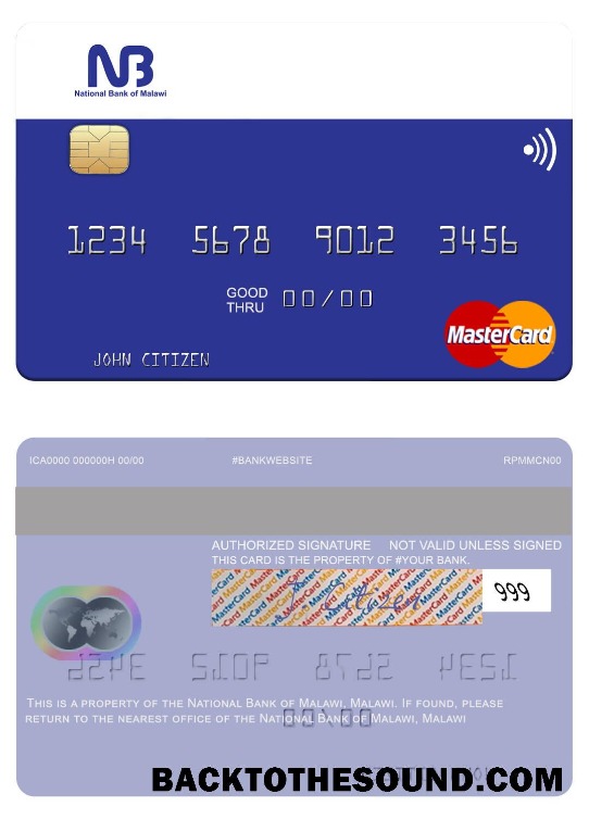 Λήψη Μαλάουι εθνικός Τράπεζα of Μαλάουι Mastercard Δείγμα προεπισκόπηση