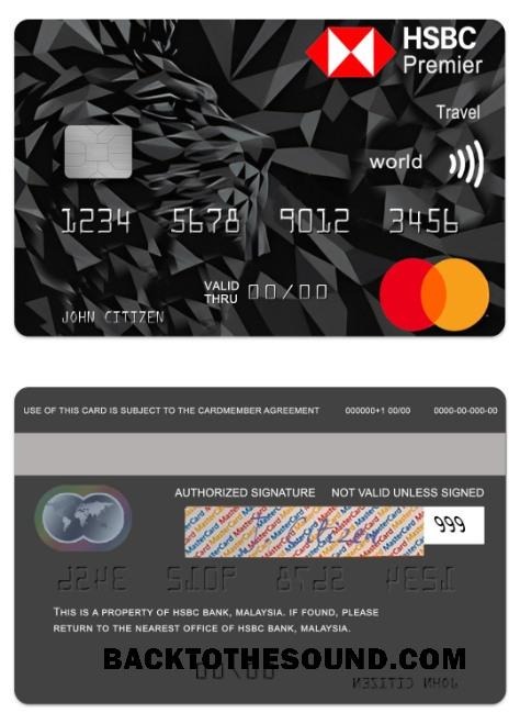 Λήψη Μαλαισία HSBC Τράπεζα Premier Ταξίδι World Mastercard Πίστωση Κάρτα Δείγμα προσχέδιο
