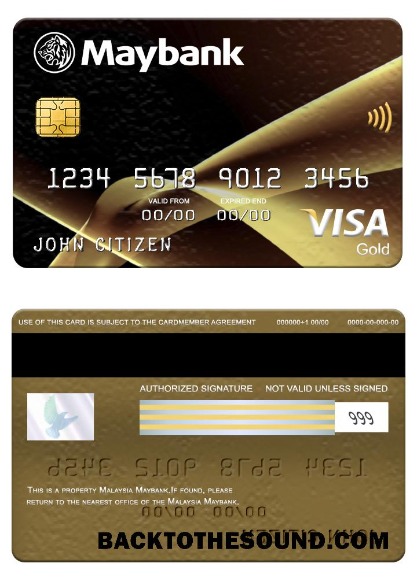 Λήψη Μαλαισία Maybank Βίζα gold Κάρτα Δείγμα πρότυπο