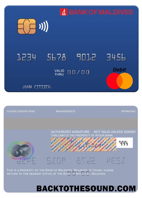 Λήψη Μαλδίβες Τράπεζα of Μαλδίβες Mastercard Δείγμα σχεδιασμό