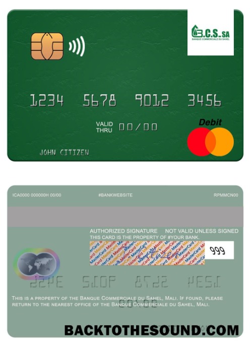 Λήψη Μάλι Banque Commerciale du Sahel Mastercard Δείγμα σχεδιασμό